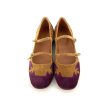 Load image into Gallery viewer, Ballerine Double Bride en Daim Sable et Violet
