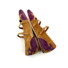 Load image into Gallery viewer, Ballerine Double Bride en Daim Sable et Violet
