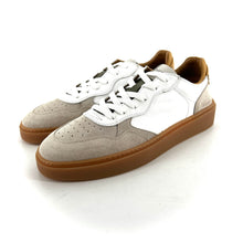 Load image into Gallery viewer, Basket en Cuir Blanc Kaki Jaune et Daim Craie
