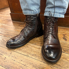 Charger l'image dans la galerie, Chaussure Lacets Montante Zippé Intérieur en Cuir Veiné Ébano
