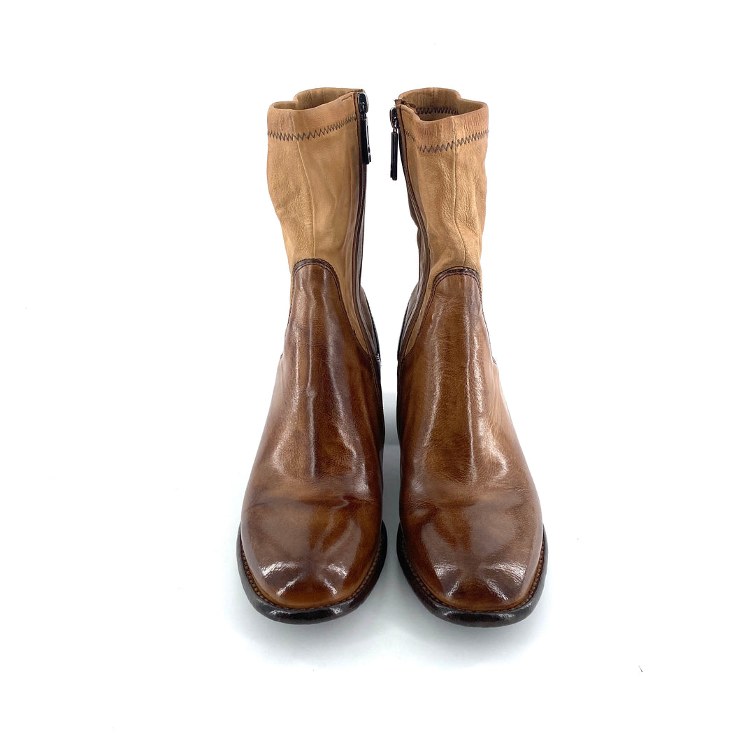 Boots Talon Trotteur en Cuir Sughero Tige Haute en Cuir Stretch