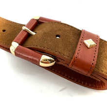 Charger l&#39;image dans la galerie, Ceinture LA COULOMB en Velours Tobacco et Cuir Caramel
