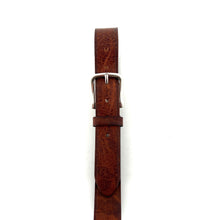 Charger l&#39;image dans la galerie, Ceinture en Cuir Cognac Boucle Vieil Argent
