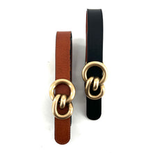 Load image into Gallery viewer, Ceinture en Cuir Réversible Noir / Cognac Boucle Bijou Vieil Or
