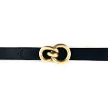 Load image into Gallery viewer, Ceinture en Cuir Réversible Noir / Cognac Boucle Bijou Vieil Or
