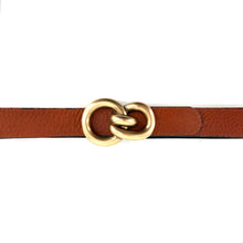 Load image into Gallery viewer, Ceinture en Cuir Réversible Noir / Cognac Boucle Bijou Vieil Or
