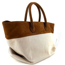 Load image into Gallery viewer, Cabas TWENTY en Toile Écru et Suede Gold
