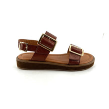 Charger l&#39;image dans la galerie, Sandale Double Boucle OTTAWA en Cuir Cognac
