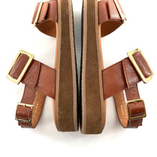 Charger l&#39;image dans la galerie, Sandale Double Boucle OTTAWA en Cuir Cognac
