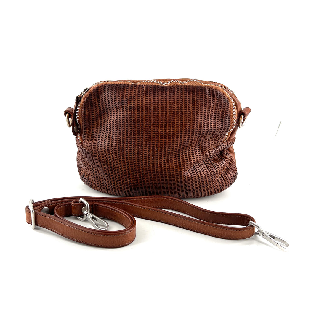 Sac MY VIVE V en Cuir Perforé Caramel
