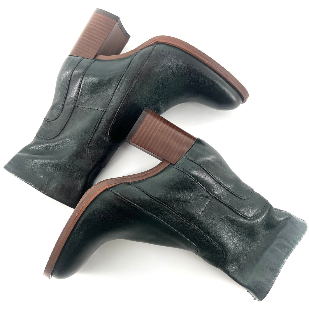 Boots Talon en Cuir Vert Foncé