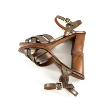 Charger l&#39;image dans la galerie, Sandale à Talon en Cuir Irisé Bronze Doré
