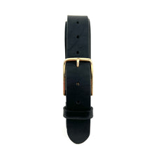 Charger l&#39;image dans la galerie, Ceinture en Cuir Noir Élégante Boucle Dorée
