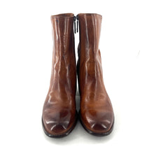 Load image into Gallery viewer, Boots Zippé en Cuir et Cuir Stretch Cognac
