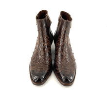 Load image into Gallery viewer, Boots Tiag en Cuir et Python Marron
