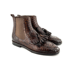 Load image into Gallery viewer, Boots Élastiqué Façon Mocassin en Python Marron
