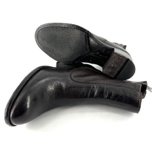 Load image into Gallery viewer, Boots Talon Trotteur Zippé Arrière en Cuir et Cuir Stretch Ébano
