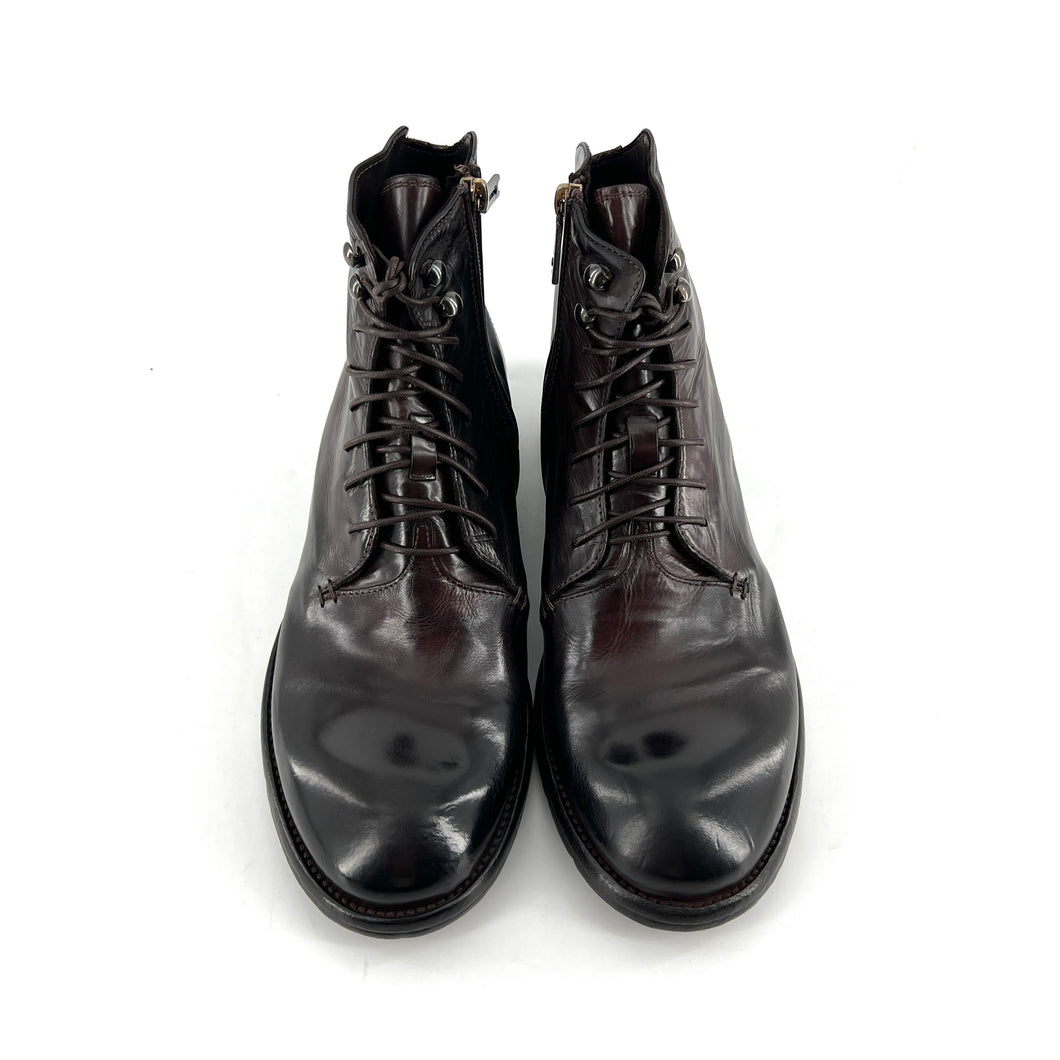 Chaussure Lacets Montante Zippé Intérieur en Cuir Veiné Ébano
