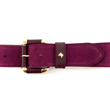 Charger l&#39;image dans la galerie, Ceinture LA COULOMB en Velours Cardinal et Cuir Bordeaux
