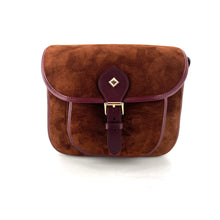 Load image into Gallery viewer, Sac LE NEW FLAV en Velours Chocolat et Cuir Bordeaux
