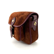 Load image into Gallery viewer, Sac LE NEW FLAV en Velours Chocolat et Cuir Bordeaux
