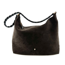 Load image into Gallery viewer, Sac LE FRED en Velours Ebony et Cuir Noir
