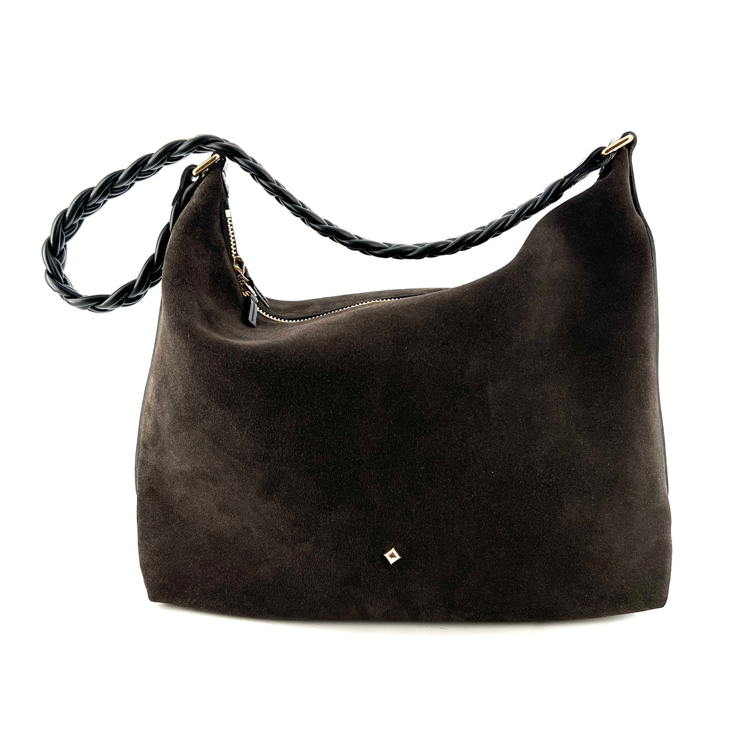 Sac LE FRED en Velours Ebony et Cuir Noir