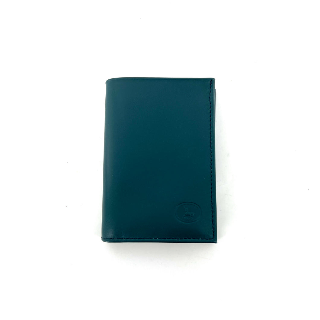 Portefeuille Vertical en Cuir Bleu Canard 