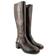 Charger l'image dans la galerie, Botte Talon Trotteur en Cuir Marron Veiné
