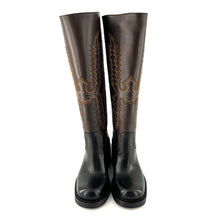 Load image into Gallery viewer, Botte Talon Trotteur en Cuir Noir et Chocolat
