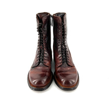 Load image into Gallery viewer, Chaussure Lacets Montante Tige Haute Zippé Intérieur en Cuir Dégradé Cognac
