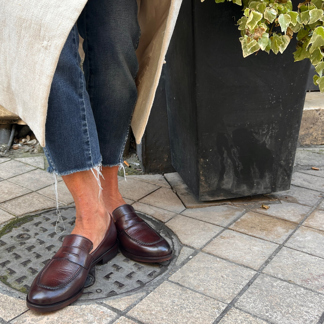 Mocassin en Cuir Marron Veiné