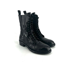 Load image into Gallery viewer, Chaussure Lacets Montante Zippé Intérieur en Cuir et Cuir stretch Noir
