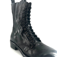 Load image into Gallery viewer, Chaussure Lacets Montante Zippé Intérieur en Cuir et Cuir stretch Noir
