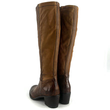 Charger l&#39;image dans la galerie, Botte Talon Trotteur en Cuir et Cuir Stretch Sughero
