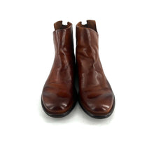 Load image into Gallery viewer, Boots Zippé Arrière en Cuir Cognac Veiné
