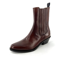 Load image into Gallery viewer, Boots Talon Biseauté Zippé Intérieur en Cuir Cognac
