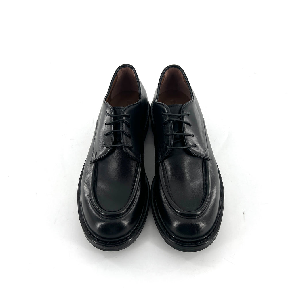 Derby Fine Semelle Crantée en Cuir Noir