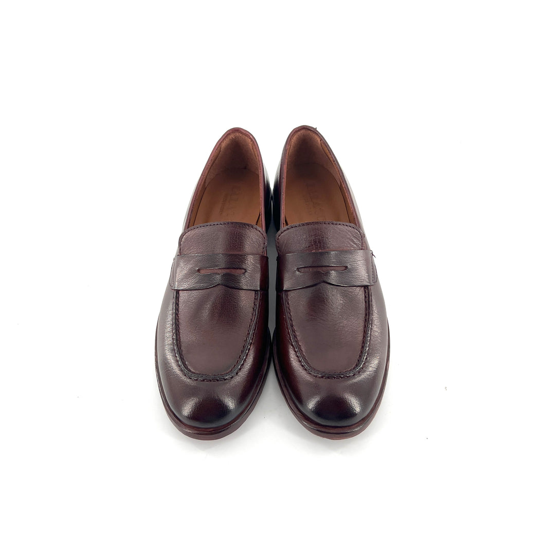 Mocassin en Cuir Bordeaux Foncé