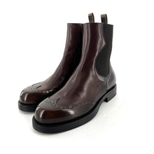 Load image into Gallery viewer, Chelsea Boots Bout Fleuri en Cuir et Cuir Polido Tabac
