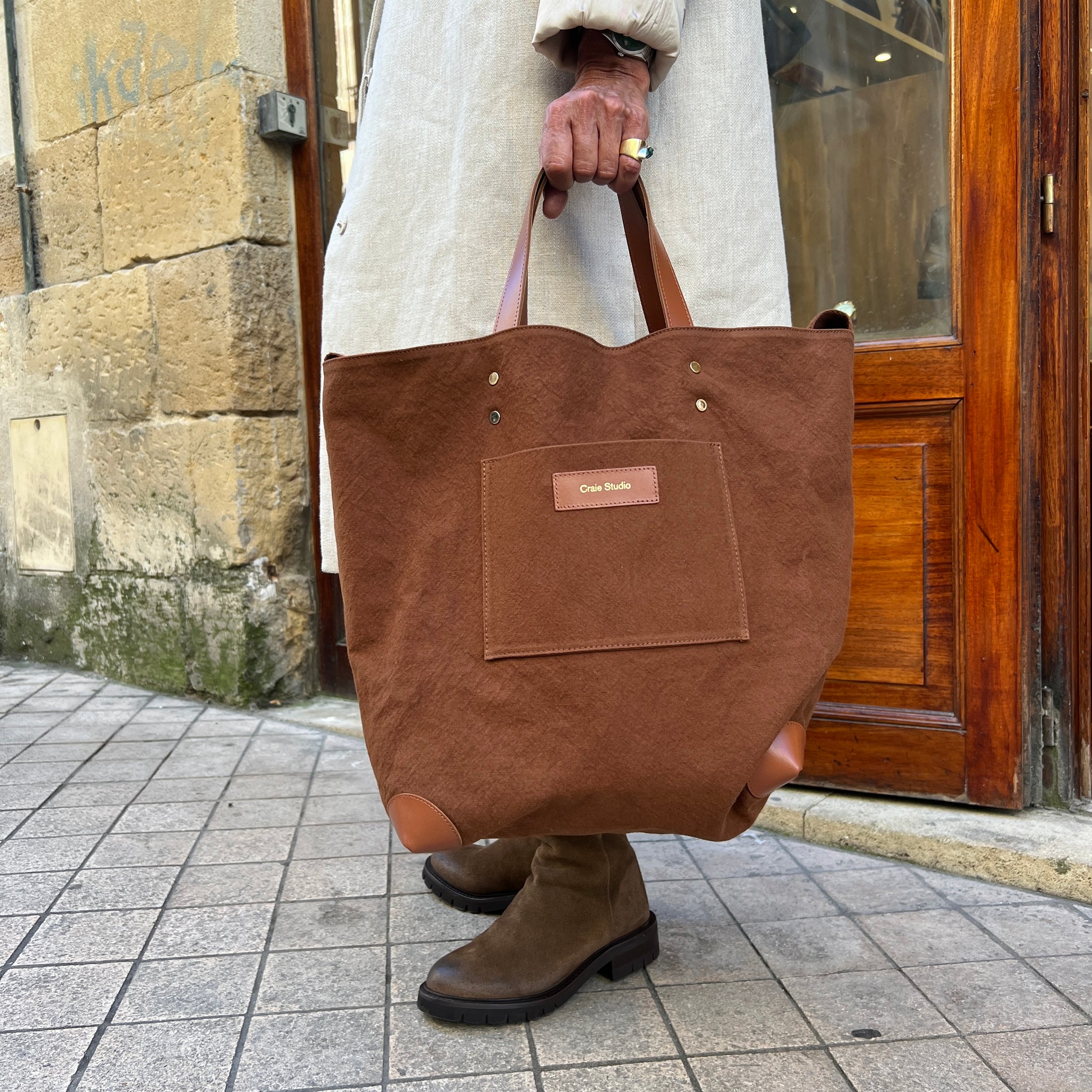 Cabas GRAND RUBAN Choco – IDK-Lé - Main Image