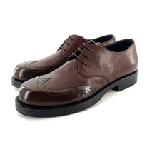 Load image into Gallery viewer, Derby Bout Fleuri en Cuir et Cuir Polido Tabac
