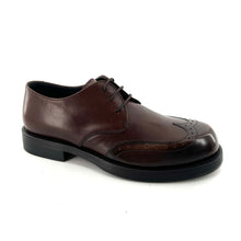 Load image into Gallery viewer, Derby Bout Fleuri en Cuir et Cuir Polido Tabac
