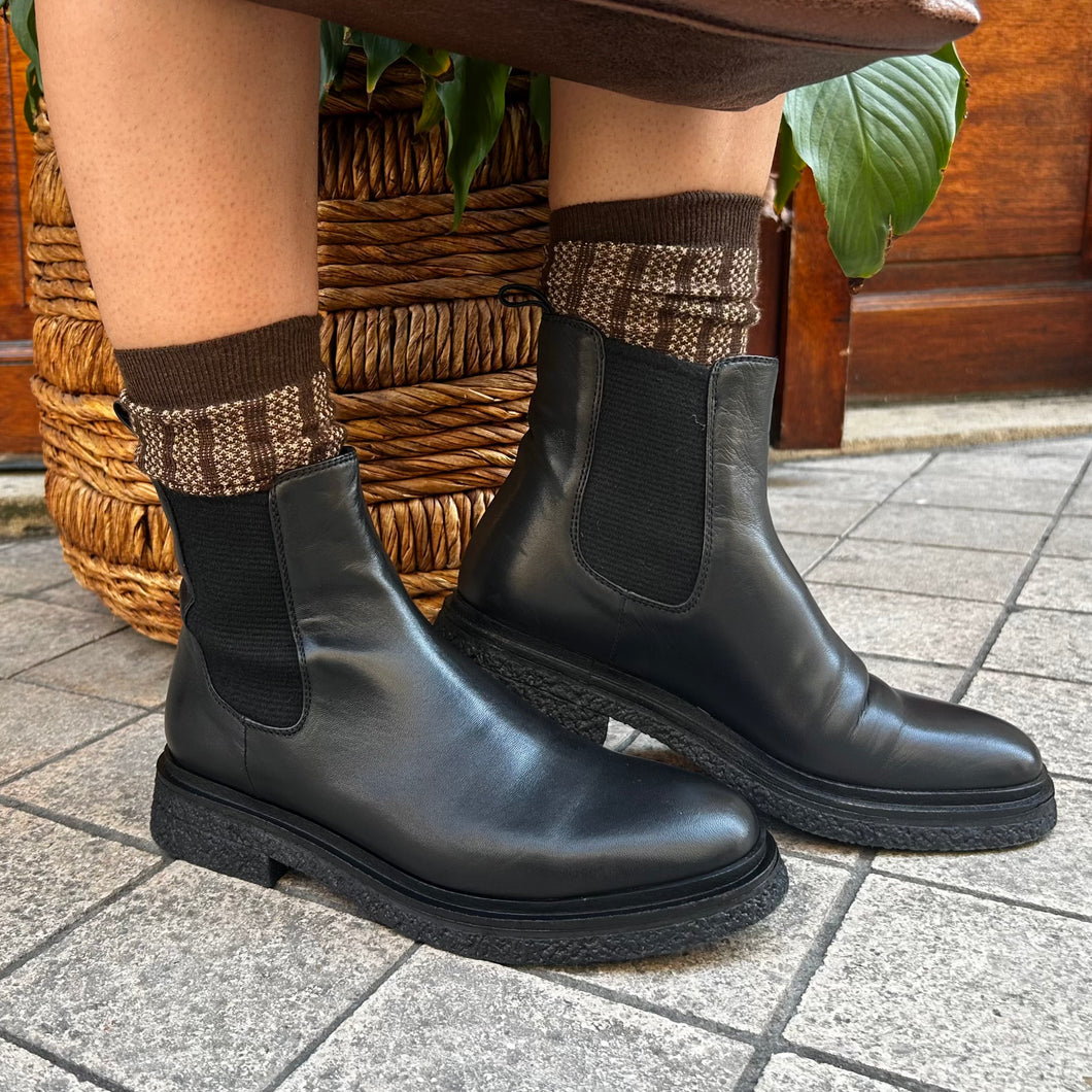 Chelsea Boots en Cuir Ultra Souple Noir et Semelle Crêpe