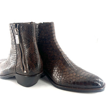 Load image into Gallery viewer, Boots Tiag Double Zip Petit Talon en Pythom Marron
