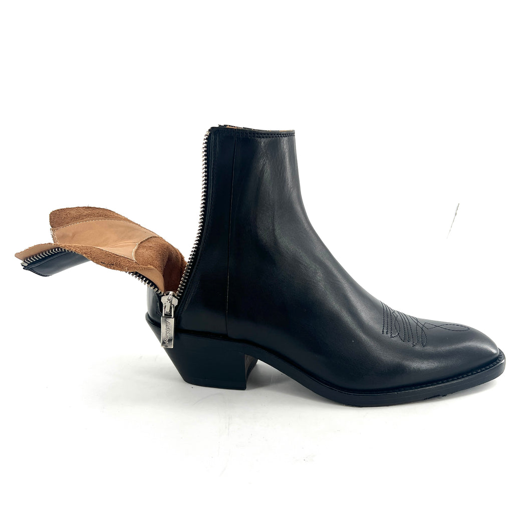 Boots Tiag Double Zip Petit Talon en Cuir Noir