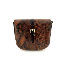 Load image into Gallery viewer, Sac LE SAB JUNE en Cuir Imprimé Serpent et Cuir Chocolat
