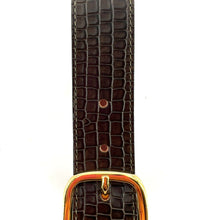 Load image into Gallery viewer, Ceinture LA SABIN en Cuir Kaki Imprimé Façon Croco
