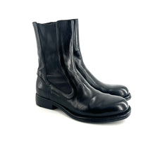 Charger l&#39;image dans la galerie, Boots Zippé Intérieur Tige Haute en Cuir et Cuir Stretch Noir
