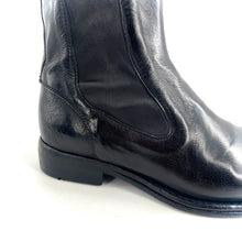 Charger l&#39;image dans la galerie, Boots Zippé Intérieur Tige Haute en Cuir et Cuir Stretch Noir
